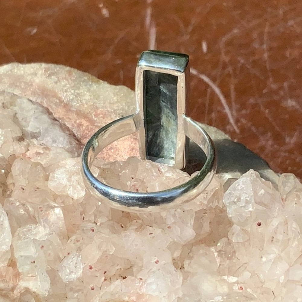 NATURAL SERAPHINITE 925 STERLING SILVER RING, SIZE 7 - Picture 4 of 7